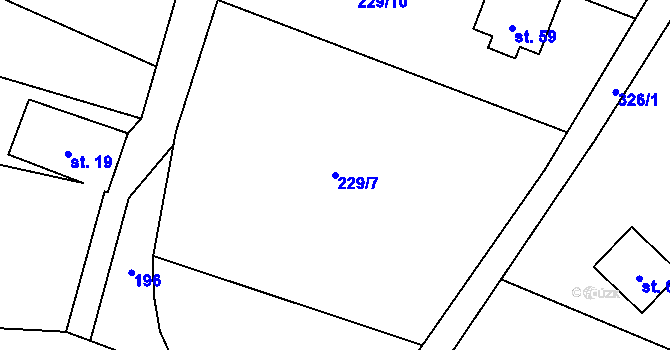 Parcela st. 229/7 v KÚ Staňkov u Pecky, Katastrální mapa
