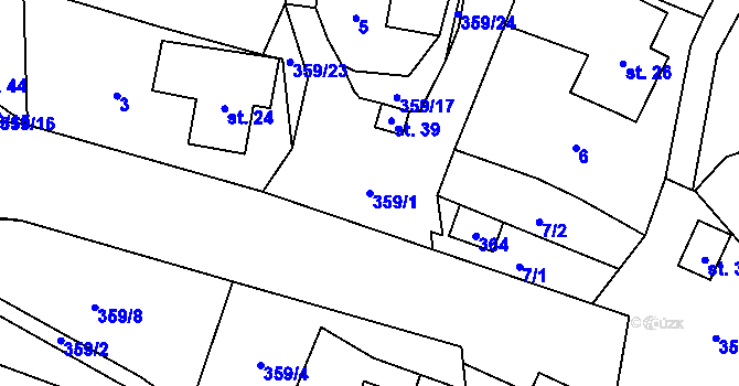 Parcela st. 359/1 v KÚ Staňkov u Pecky, Katastrální mapa