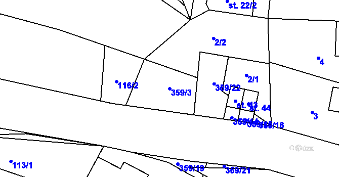 Parcela st. 359/3 v KÚ Staňkov u Pecky, Katastrální mapa