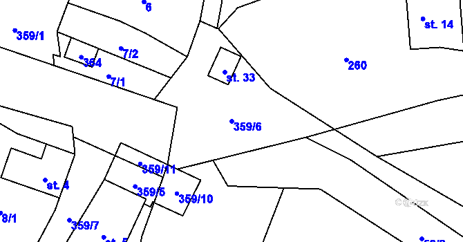 Parcela st. 359/6 v KÚ Staňkov u Pecky, Katastrální mapa