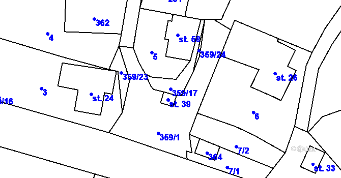 Parcela st. 359/17 v KÚ Staňkov u Pecky, Katastrální mapa
