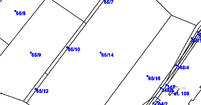 Parcela st. 65/14 v KÚ Staňkov u Pecky, Katastrální mapa