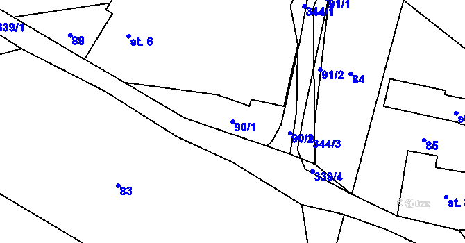 Parcela st. 90/1 v KÚ Staňkov u Pecky, Katastrální mapa