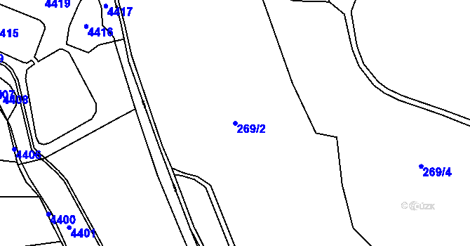 Parcela st. 269/2 v KÚ Lidéřovice, Katastrální mapa