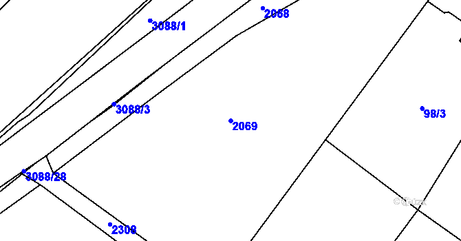 Parcela st. 2069 v KÚ Peč, Katastrální mapa