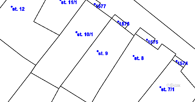 Parcela st. 9 v KÚ Peč, Katastrální mapa