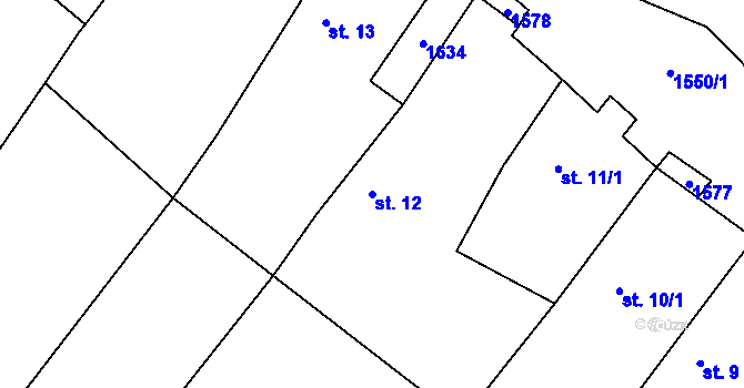 Parcela st. 12 v KÚ Peč, Katastrální mapa