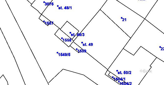 Parcela st. 49 v KÚ Peč, Katastrální mapa