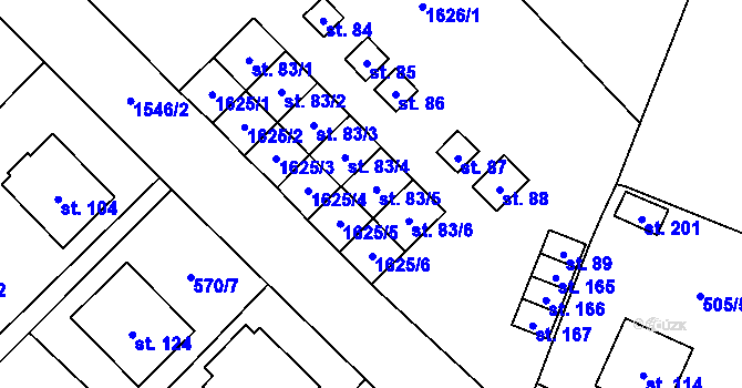 Parcela st. 83/5 v KÚ Peč, Katastrální mapa