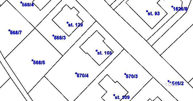 Parcela st. 105 v KÚ Peč, Katastrální mapa