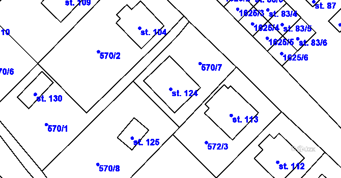 Parcela st. 124 v KÚ Peč, Katastrální mapa