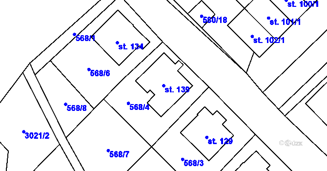 Parcela st. 139 v KÚ Peč, Katastrální mapa