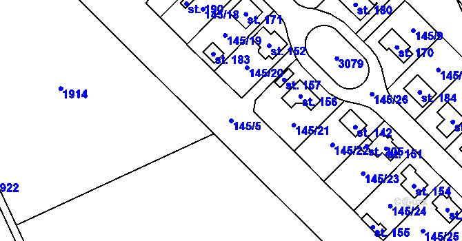 Parcela st. 145/5 v KÚ Peč, Katastrální mapa