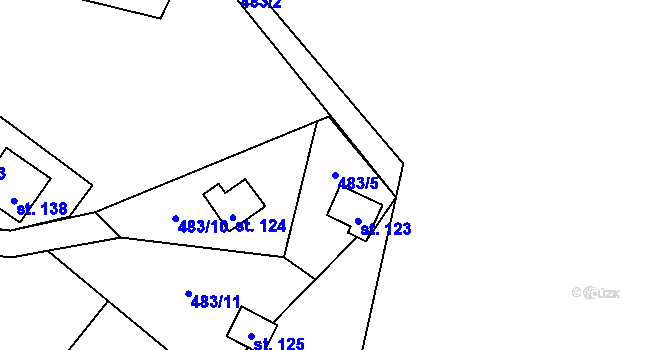 Parcela st. 483/5 v KÚ Pěčice, Katastrální mapa
