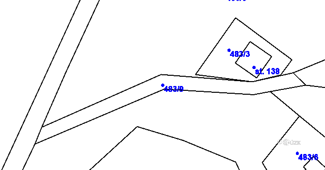 Parcela st. 483/9 v KÚ Pěčice, Katastrální mapa