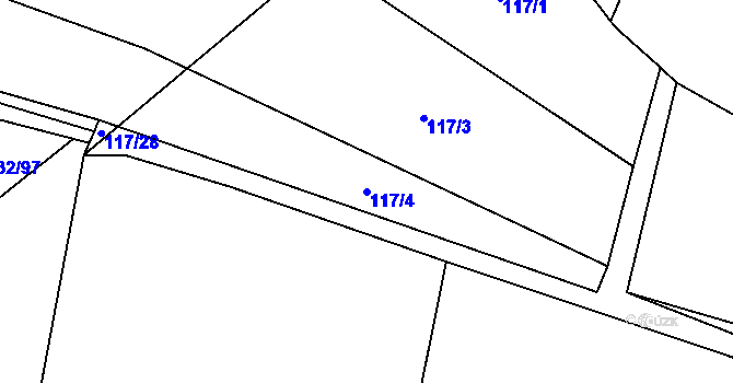 Parcela st. 117/4 v KÚ Pěčice, Katastrální mapa