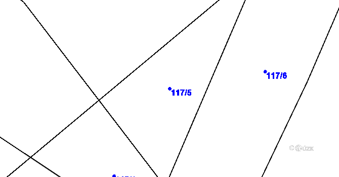 Parcela st. 117/5 v KÚ Pěčice, Katastrální mapa