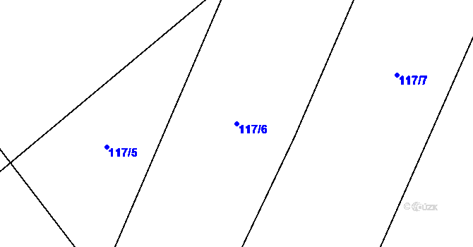 Parcela st. 117/6 v KÚ Pěčice, Katastrální mapa