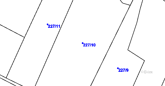 Parcela st. 227/10 v KÚ Pěčice, Katastrální mapa