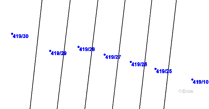 Parcela st. 419/27 v KÚ Pěčice, Katastrální mapa