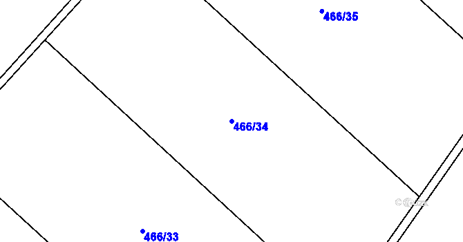 Parcela st. 466/34 v KÚ Pěčice, Katastrální mapa