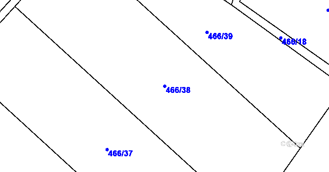 Parcela st. 466/38 v KÚ Pěčice, Katastrální mapa