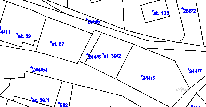 Parcela st. 39/2 v KÚ Pečice, Katastrální mapa