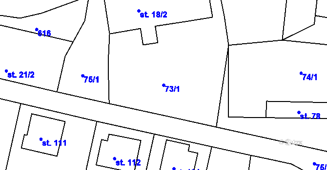 Parcela st. 73/1 v KÚ Pečice, Katastrální mapa
