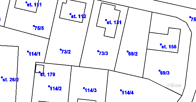 Parcela st. 73/3 v KÚ Pečice, Katastrální mapa