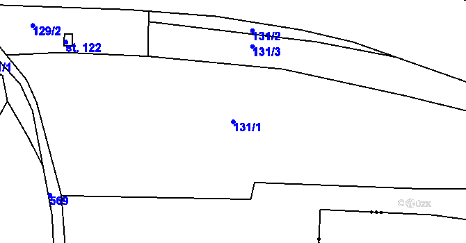 Parcela st. 131/1 v KÚ Pečice, Katastrální mapa