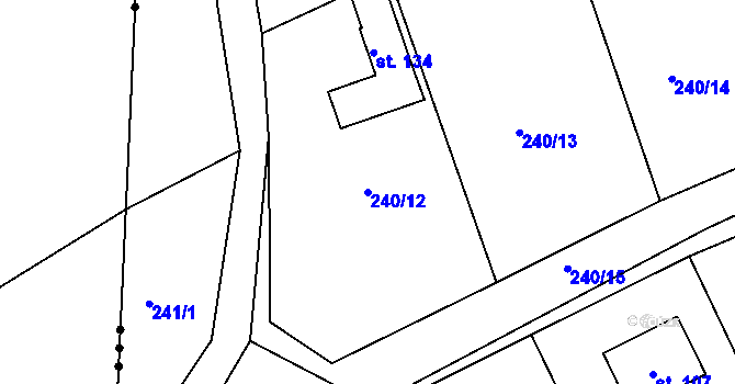 Parcela st. 240/12 v KÚ Pečice, Katastrální mapa