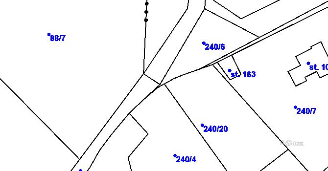 Parcela st. 240/16 v KÚ Pečice, Katastrální mapa