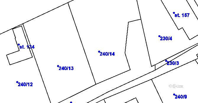 Parcela st. 240/14 v KÚ Pečice, Katastrální mapa