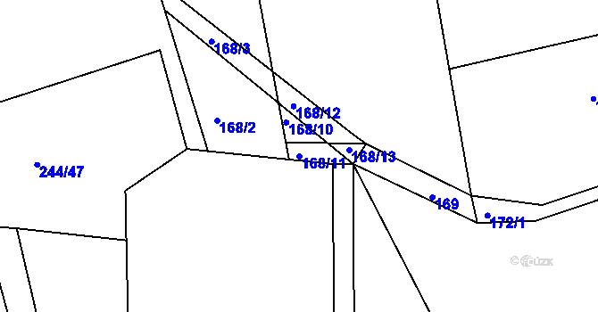 Parcela st. 168/11 v KÚ Pečice, Katastrální mapa