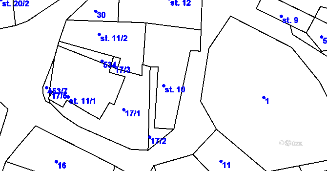 Parcela st. 10 v KÚ Pečičky, Katastrální mapa