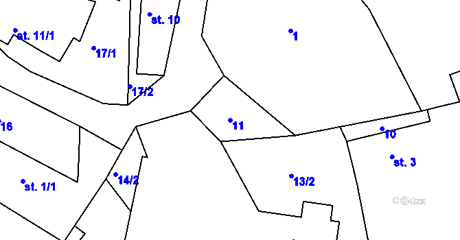 Parcela st. 11 v KÚ Pečičky, Katastrální mapa