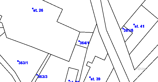 Parcela st. 364/1 v KÚ Pečičky, Katastrální mapa