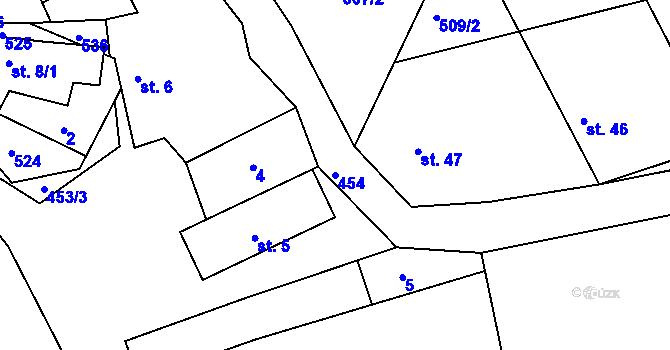 Parcela st. 454 v KÚ Pečičky, Katastrální mapa