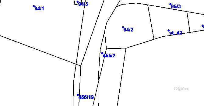 Parcela st. 455/2 v KÚ Pečičky, Katastrální mapa
