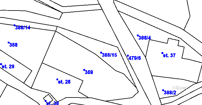 Parcela st. 388/15 v KÚ Pečičky, Katastrální mapa