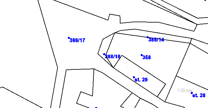Parcela st. 388/18 v KÚ Pečičky, Katastrální mapa