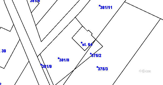 Parcela st. 64 v KÚ Pečičky, Katastrální mapa