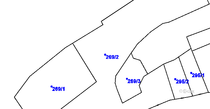Parcela st. 269/2 v KÚ Pečičky, Katastrální mapa