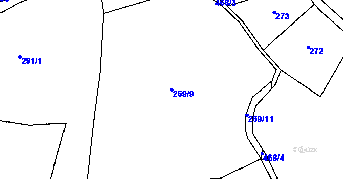 Parcela st. 269/9 v KÚ Pečičky, Katastrální mapa