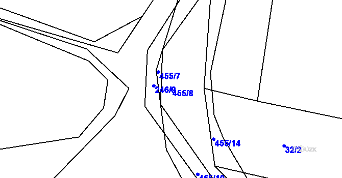 Parcela st. 455/8 v KÚ Pečičky, Katastrální mapa