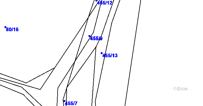 Parcela st. 455/13 v KÚ Pečičky, Katastrální mapa