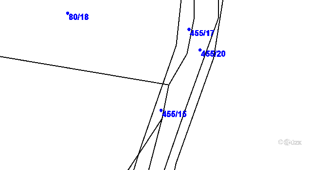 Parcela st. 455/16 v KÚ Pečičky, Katastrální mapa