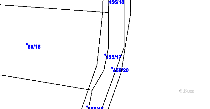 Parcela st. 455/17 v KÚ Pečičky, Katastrální mapa