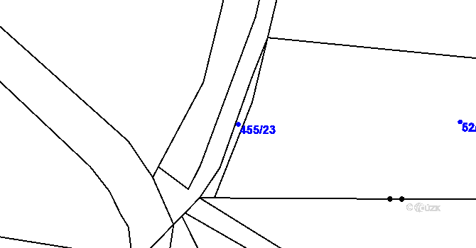 Parcela st. 455/23 v KÚ Pečičky, Katastrální mapa