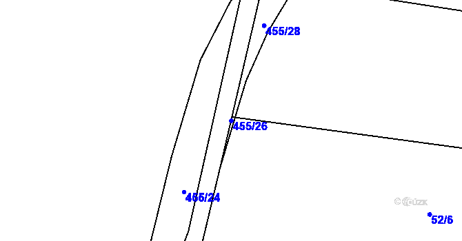 Parcela st. 455/26 v KÚ Pečičky, Katastrální mapa